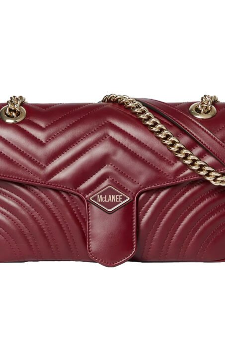 McLANEE AMARA Quilted Chain Shoulder Bag – Deep Burgundy Luxe
