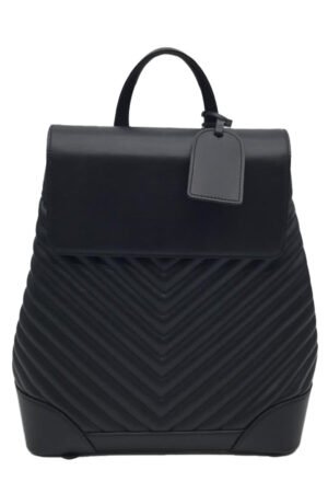 AVELA Quilted Black Leather Backpack