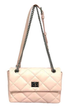 AMARA Quilted Shoulder Bag in Blush Pink