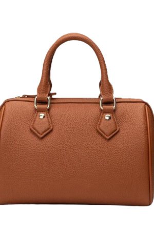 MARCELLEE Structured Top-Handle Satchel in Cognac Brown
