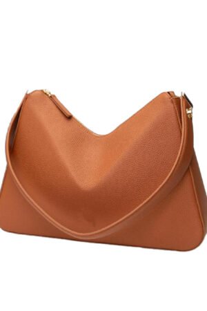 NAVA Modern Sculpted Hobo in Cognac Pebbled Vegan Leather