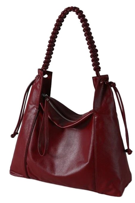 SERENOR Elegant Burgundy Leather Tote Bag